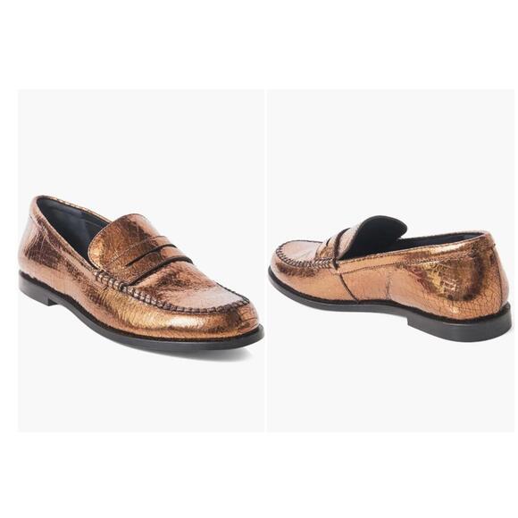 Free People Shoes - NEW Free People Blanket Stitch loafers Bronze Age Metallic 10